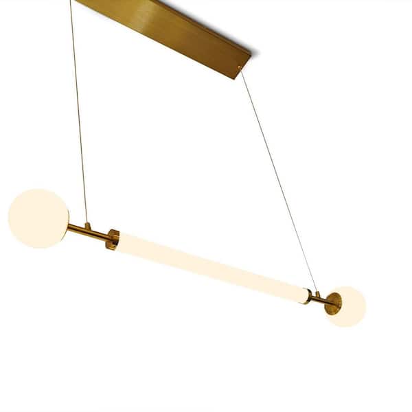3-Light Classic 25-Watt Gold Glass Ball Linear Pendant Light Led Integrated Dimmable Linear Pendant Lamp