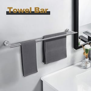 36 in. Stainless Steel Double Towel Bars for Bathroom, Wall Mount Towel Holder in Brushed Nickel