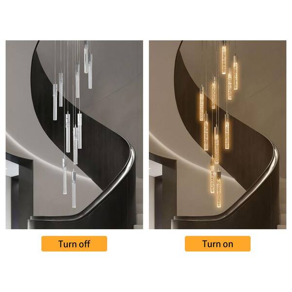 OUKANING 10-Light Integrated LED Silver Adjustable Long