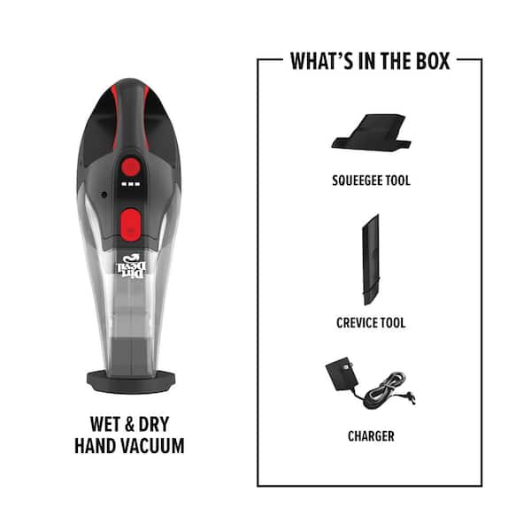 Wet Dry 16-Volt Cordless, Rinseable Filter, Portable Hand Vacuum Cleaner for Wet and Dry Messes, Crevice Tool in Black