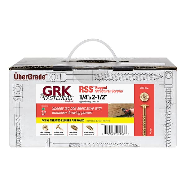 GRK Fasteners 1/4 in. x 2-1/2 in. Star Drive Low Profile Washer Head RSS Rugged Structural Wood Screw (700-Pack)