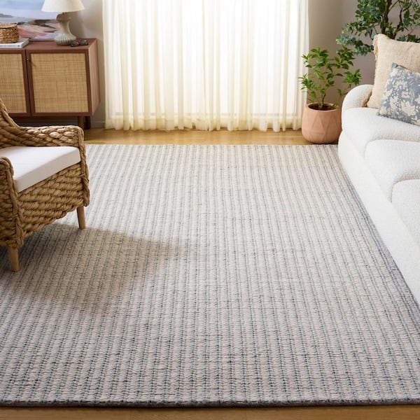 Manhattan 9 ft. x 12 ft. Ivory/Gray Striped Marle Area Rug