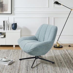 Pallas Light Blue Fabric Swivel Accent Side Chair with Metal Legs
