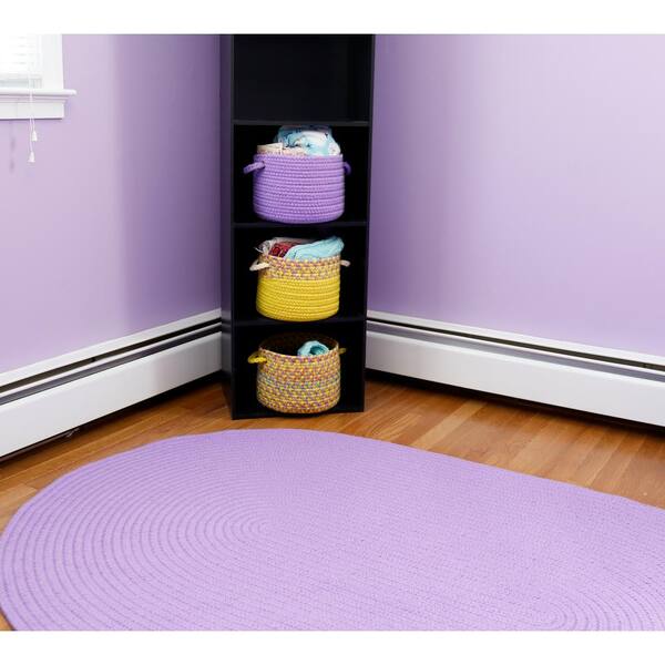 Joy Braids Solid Violet 2 ft. x 3 ft. Oval Indoor/Outdoor Braided Area Rug
