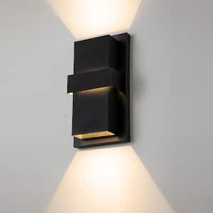 3-Light Matte Black Aluminum LED Outdoor Wall Lantern Sconce