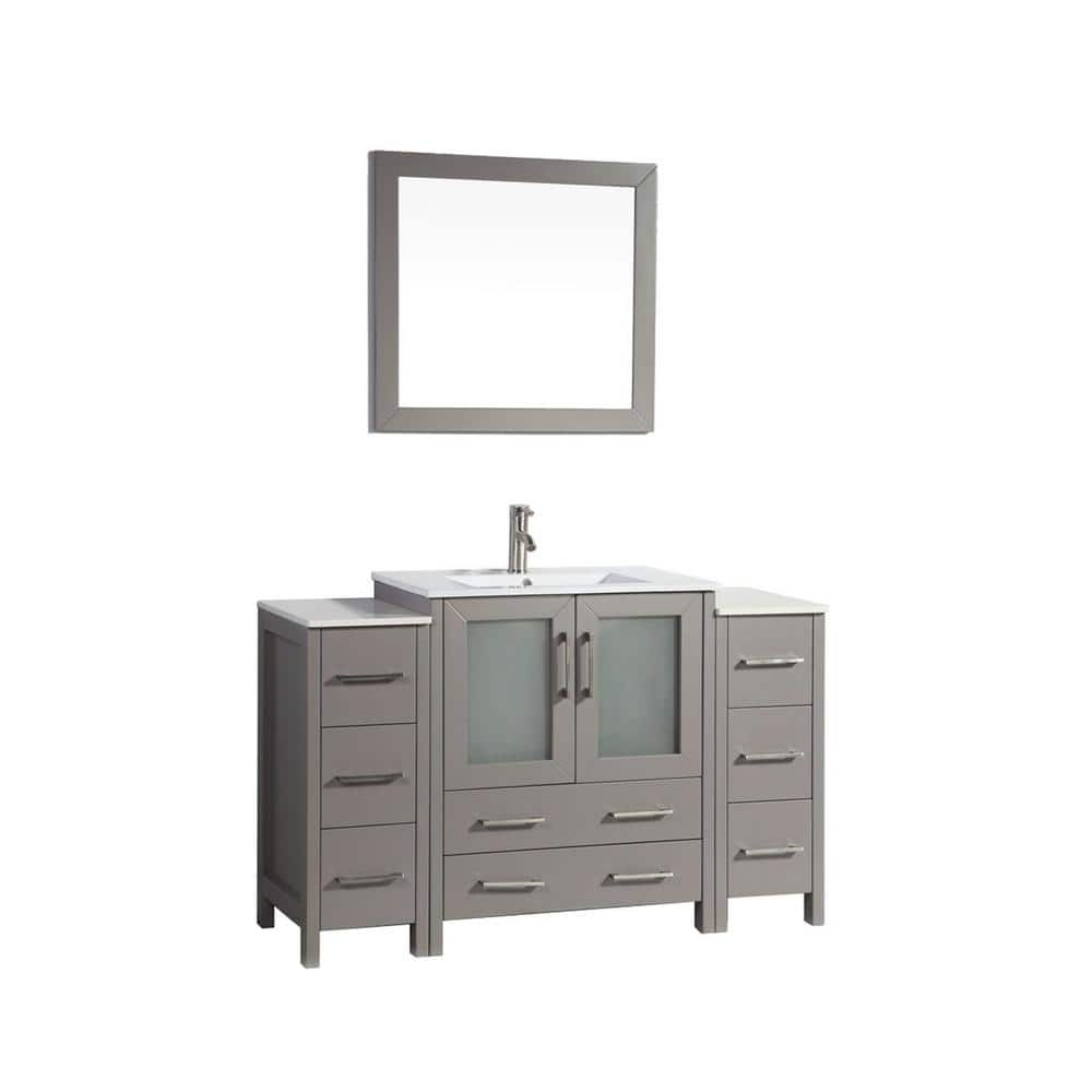 Vanity Art Brescia 54 In. W X 18 In. D X 36 In. H Bathroom Vanity In Grey With Vanity Top In White With White Basin And Mirror-Va3030-54G - The Home Depot