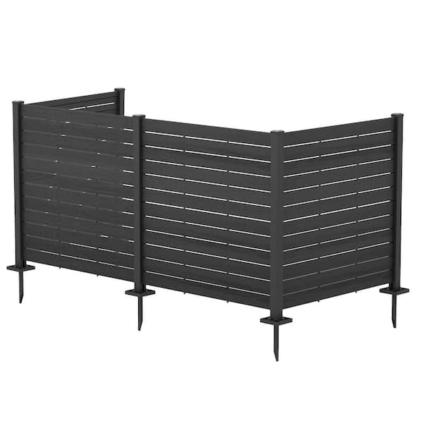 4 ft. W x 4. 17ft. H Outdoor Privacy Screens Framed Flat Fence Panels Kit for AC, Trash Can Storage (Black 4-Panels)