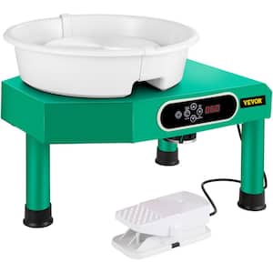 9.8 in. Green LCD Touch Screen Pottery Wheel 350 W Electric DIY Clay Tools with Foot Pedal and Detachable ABS Basin