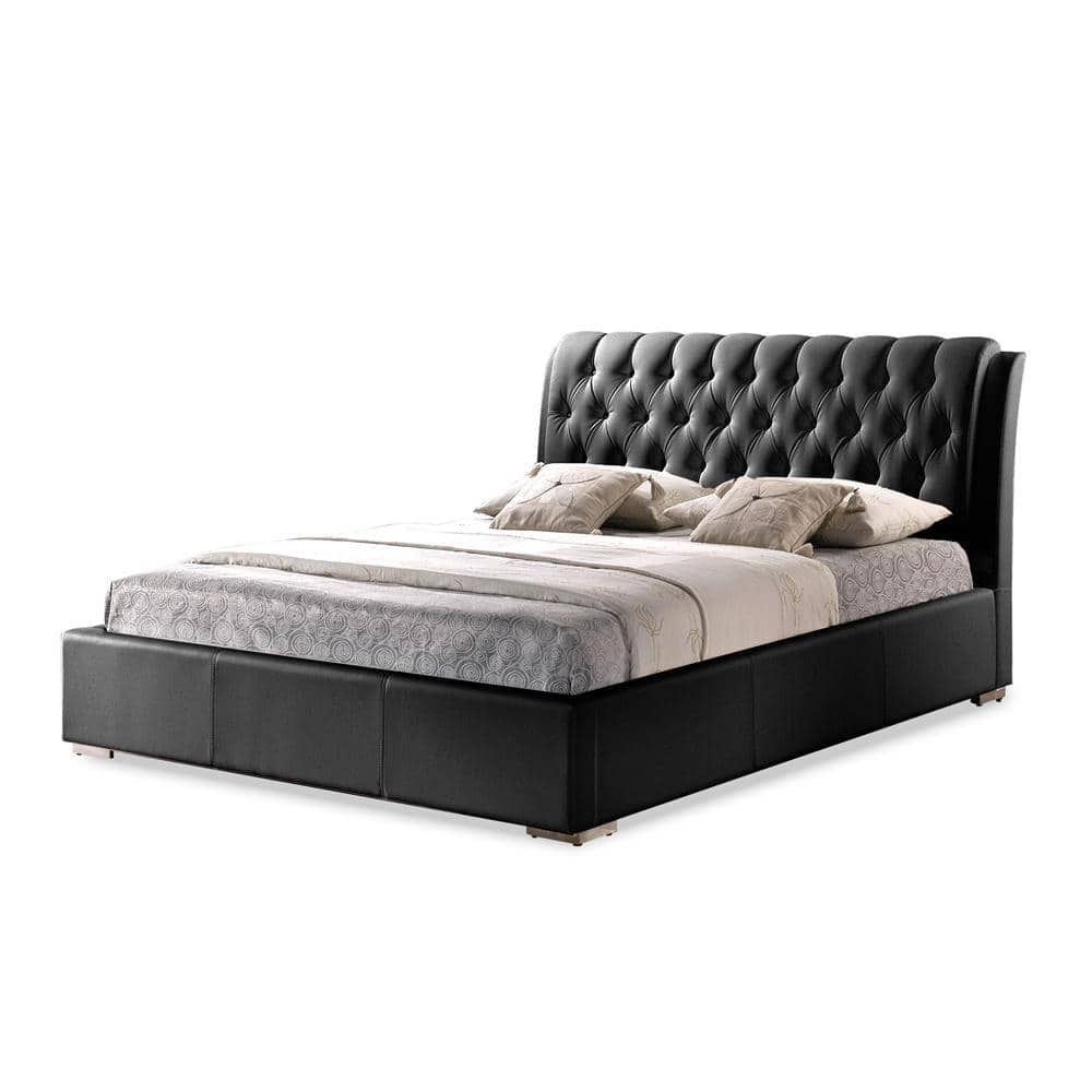 Bianca Black Queen Bed with Tufted Upholstered Headboard