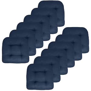 19 in. x 19 in. x 5 in. Solid Tufted Indoor/Outdoor Chair Cushion U-Shaped in Navy Blue (12-Pack)