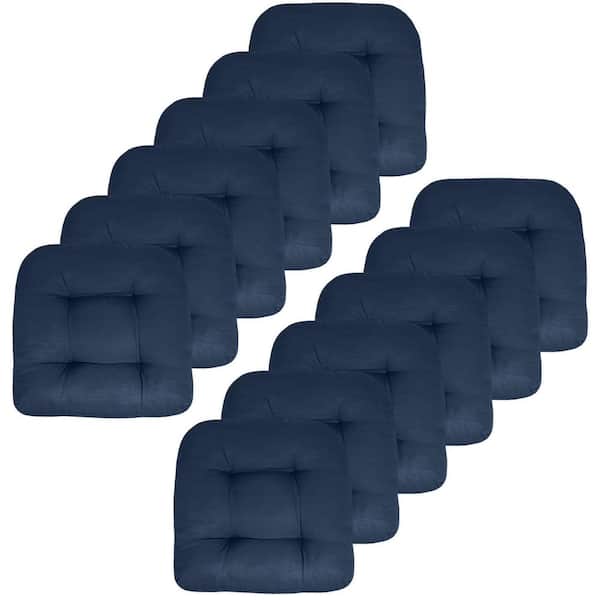 Sweet Home Collection 19 in. x 19 in. x 5 in. Solid Tufted Indoor/Outdoor Chair Cushion U-Shaped in Navy Blue (12-Pack)
