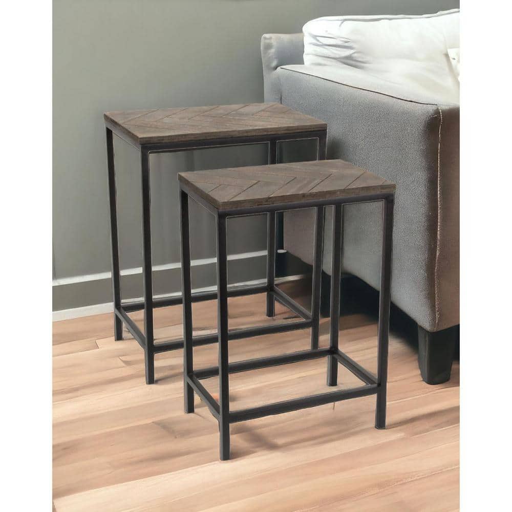 HomeRoots 18.5 in. Brown Rectangle Wood End Table 2000489317 - The Home ...