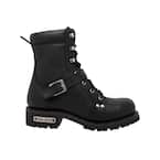 Men's Size 12 Black Grain Leather 8 in. Motorcycle Boots