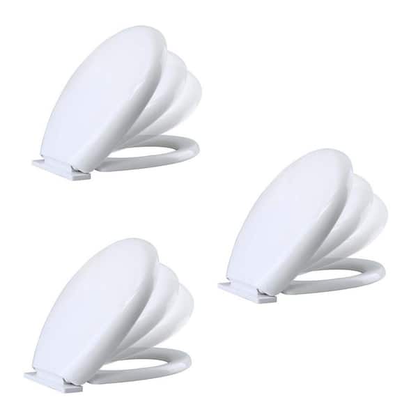 RENOVATORS SUPPLY MANUFACTURING Round Slow Close Plastic Soft Close Front Toilet Seat with Adjustable Hardware in White (Pack of 3)