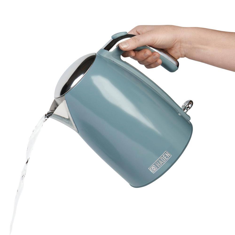Sky Blue Retro Cordless Electric Kettle with Chrome Accents