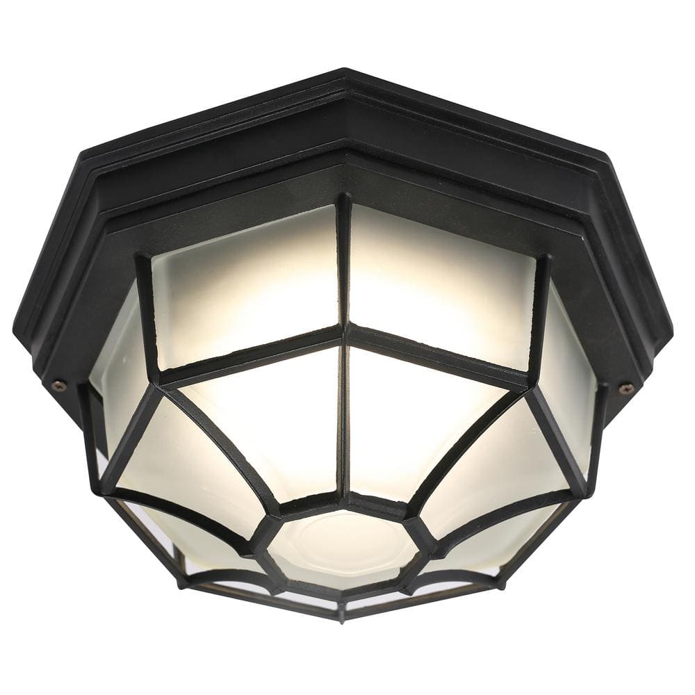 1-Light Black Flush Mount Ceiling Light