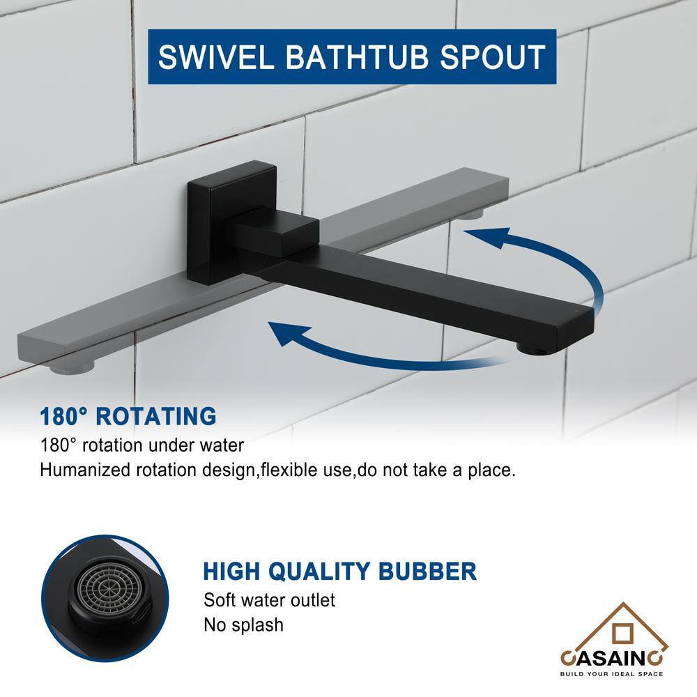 Matte Black Large Square Dual Rain Shower System