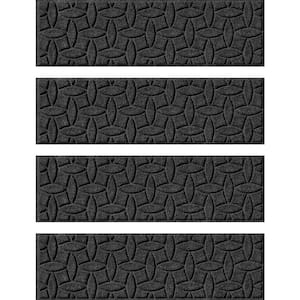 Weatherguard Pro Elipse 8.5 in. x 30 in. PET Polyester Indoor Outdoor Stair Tread Cover (Set of 4) Charcoal