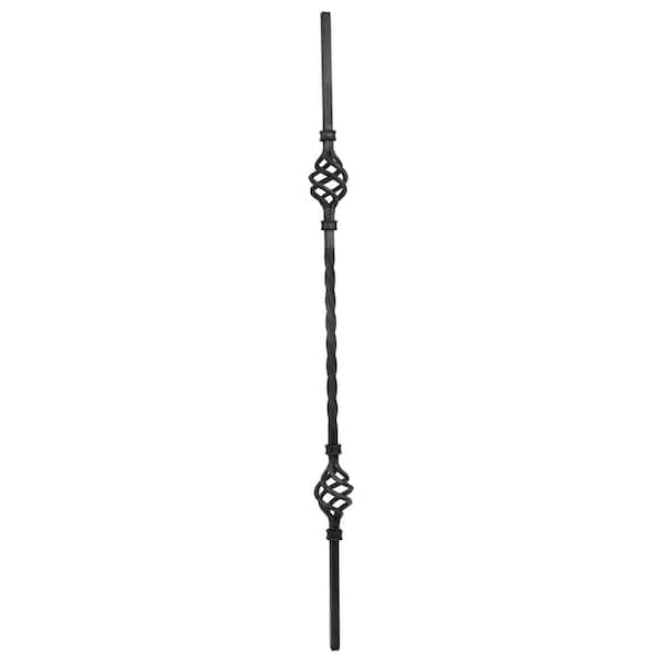 arteferro 35-7/16 in. x 1/2 in. Square Bar Dual Basket Center Twist Forged Raw Picket