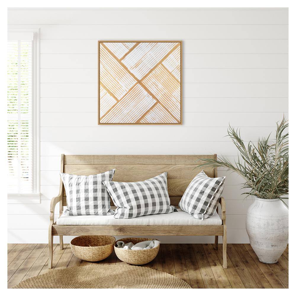 Goldenrod Corduroy I Abstract Canvas Art with Maple Frame, 30" x 30"