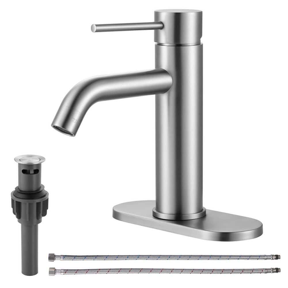 Single Handle Single Hole Bathroom Faucet with Pop-up Drain and Corrosion Resistant in Brushed Nickel price history on PriceWatchPro