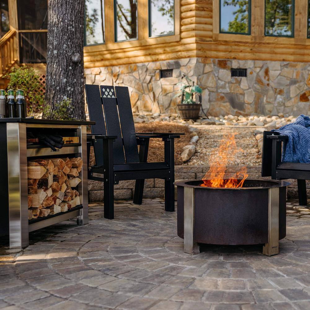 Black Poly Lumber Adirondack Chair with Stainless Steel Accents