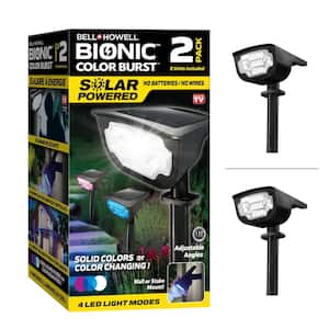 Solar Powered Bionic Color Burst Black 4 LED Path Light Mode Lights (2-Pack)