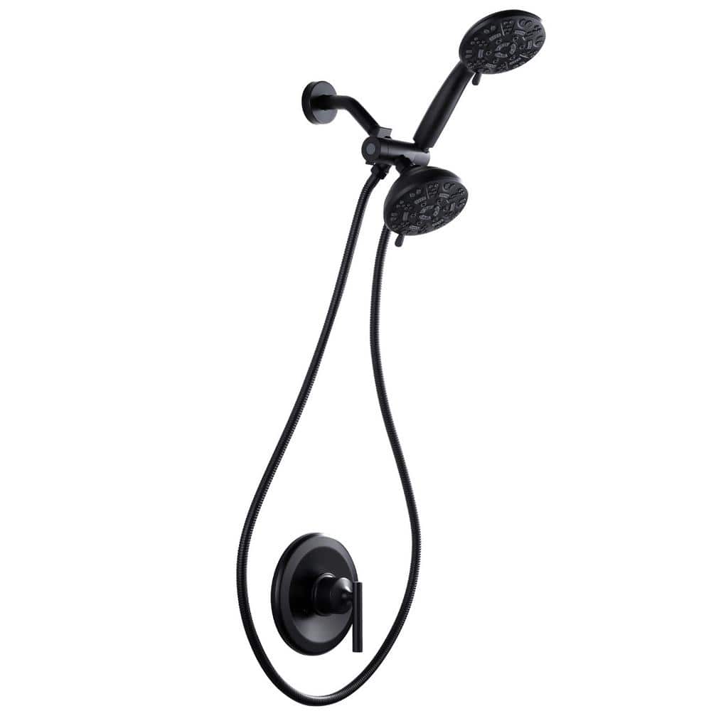 Single Handle 7-Spray Double Shower Heads Shower Faucet 1.8 GPM with High Pressure in Matte Black (Valve Included) price history on PriceWatchPro