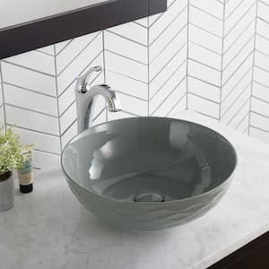 Viva 16-1/2 in. Round Porcelain Ceramic Vessel Sink in Gray