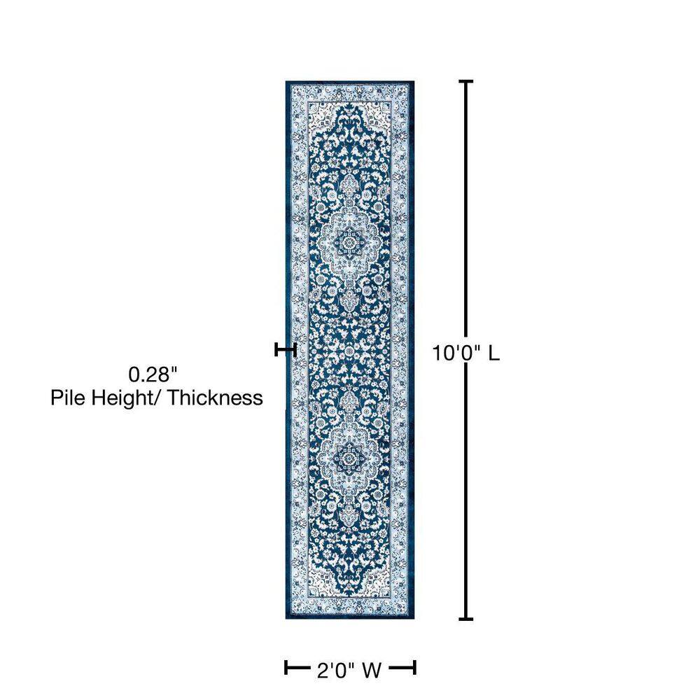 Blue Medallion Synthetic Reversible Area Rug 2x10 Feet