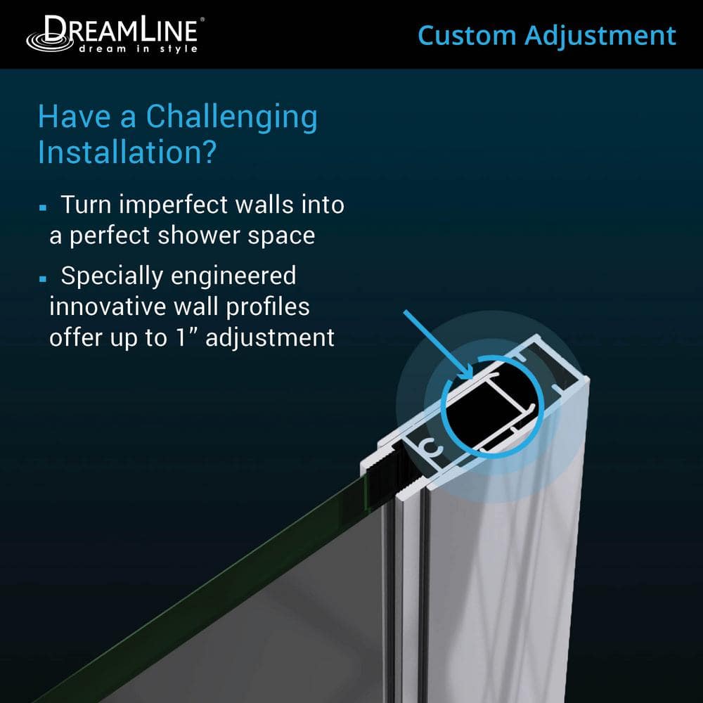 Unidoor Frameless Hinged Shower Door with Clear Glass and Chrome Finish