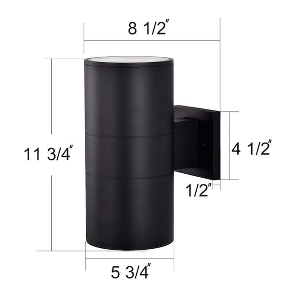C Cattleya 2-Light Matte Black Cylinder Outdoor Wall Lantern