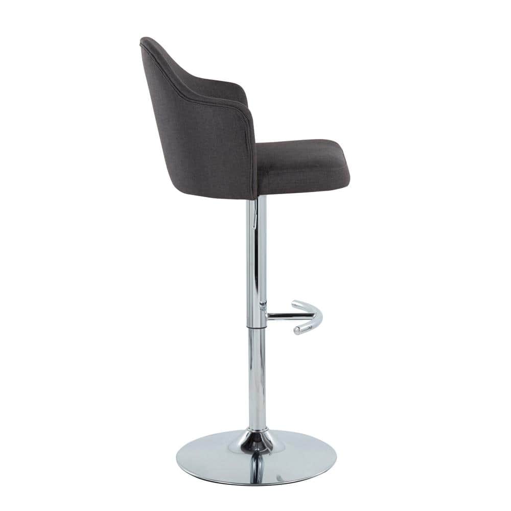 Charcoal Adjustable Swivel Bar Stools with Metal Base, Set of 2