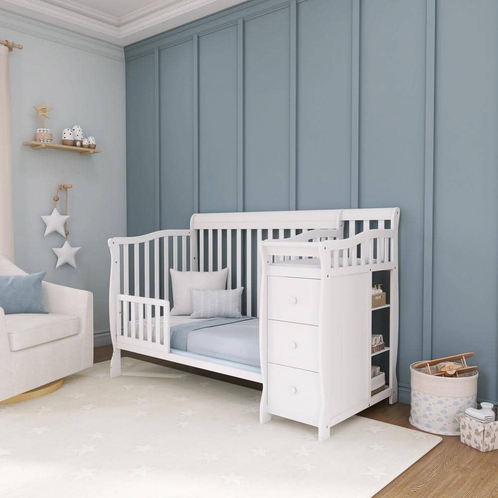 White Pine 5-in-1 Convertible Crib with Changer
