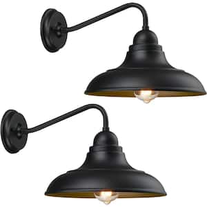 Outdoor Wall Lantern Classic Barn Lights Wall Mount in Black (2-Pack)