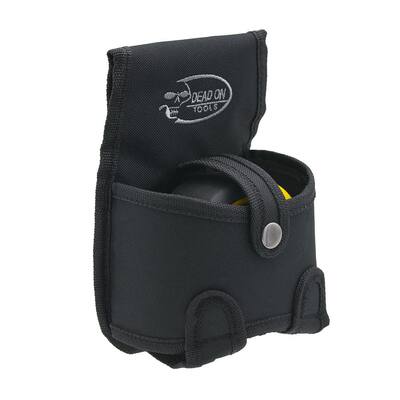 Tape Measure Pouch Holder in Black with Dual Fastening System and Locking Strap with Snap