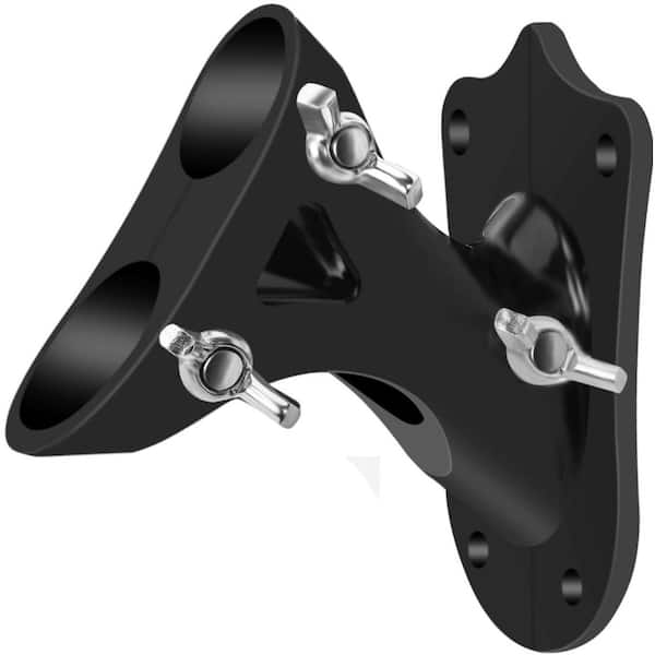 Heavy Duty Series 1 in. 2-Position Aluminum Alloy Flag Pole Holder Outdoor Rust Free Mounting Bracket Black