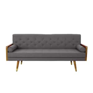 72 in. Square Arm 3-Seater Sofa in Dark Grey