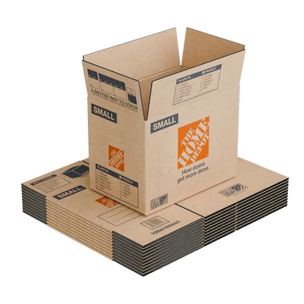 The Home Depot - 16 in. L x 10 in. W x 12 in. D Small Moving Shipping and Packing Box with Handles