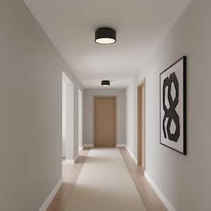 Dartmore 10 in. W x 5.625 in. H 1-Light Midnight Black Modern Flush Mount with Steel Shade and No Bulb Included