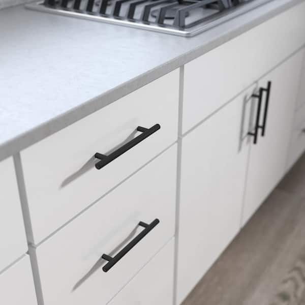 Solid Bar 5-1/16 in. (128 mm) Modern Matte Black Cabinet Drawer Bar Pull