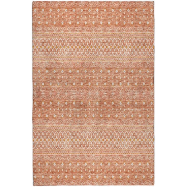 Dream Shag Premium Machine Washable Abstract ADS709 Salmon 3 ft. x 5 ft. Area Rug