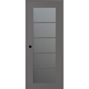 Vona 36 in. x 80 in. Right-Hand 5-Lite Frosted Glass Gray Matte Composite DIY-Friendly Single Prehung Interior Door