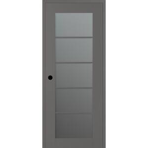 Vana 28 in. x 96 in. Right-Handed 5-Lite Frosted Glass Gray Matte Composite DIY-Friendly Single Prehung Interior Door