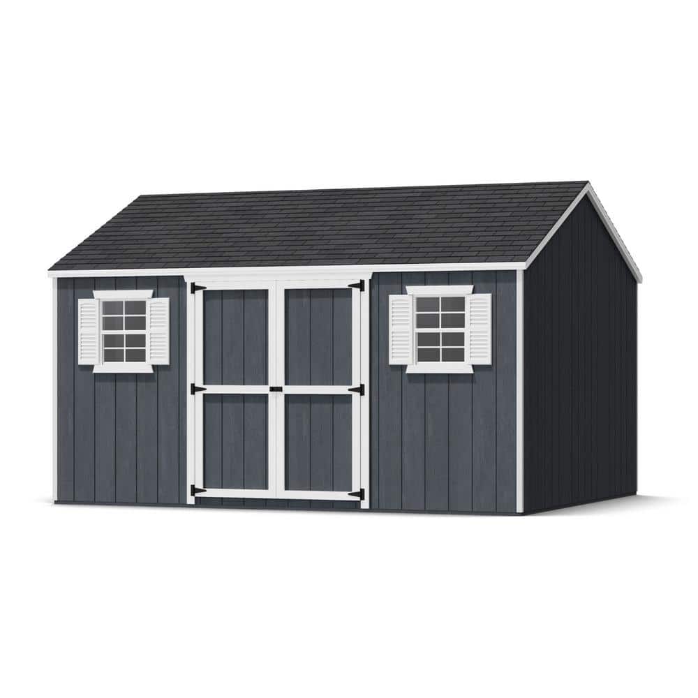 12x14 Dark Gray Wooden Workshop Shed with Windows and Floor