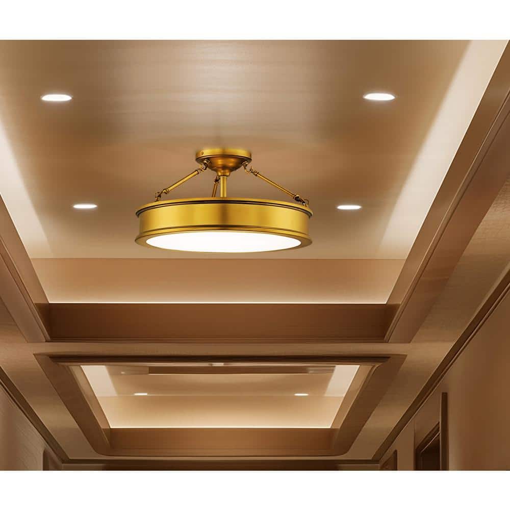 Liberty Gold 3-Light Semi Flush Mount with Etched Glass