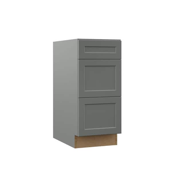Designer Series Melvern Storm Gray Shaker Assembled Bathroom Vanity Drawer Base Cabinet (15 in. x 34 in. x 21 in.)