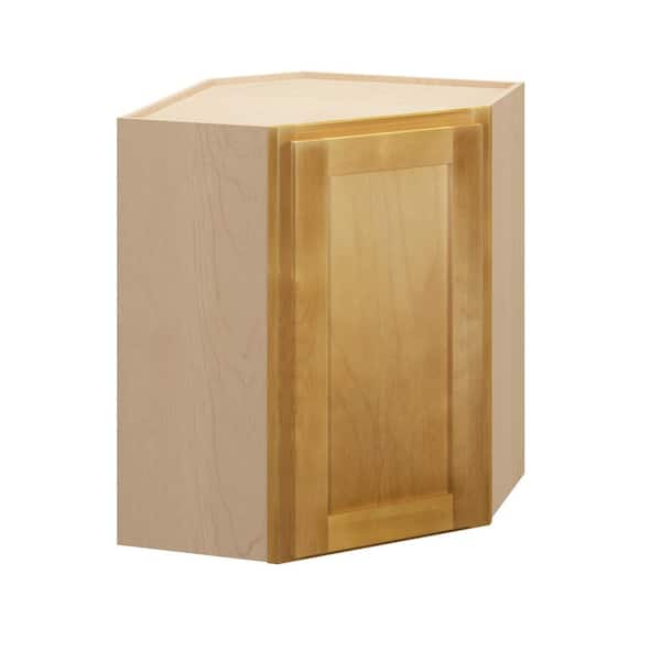 Kunal Kitchens Aberdeen Recessed 27 in. W x 30 in. H x 15 in. D in Caramel Plywood Assembled Wall Corner Diagonal