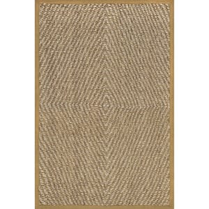 Meara Geometric Striped Seagrass Beige 2 ft. 6 in. x 8 ft. Farmhouse Runner Rug