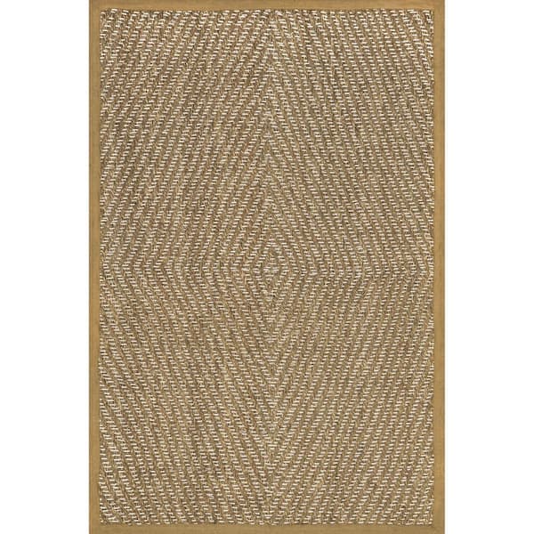Meara Geometric Beige 4 ft. x 6 ft. Striped Seagrass Farmhouse Area Rug